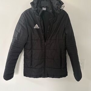 Adidas Tiro 17 Winter Jacket, a black, quilted puffer jacket size small